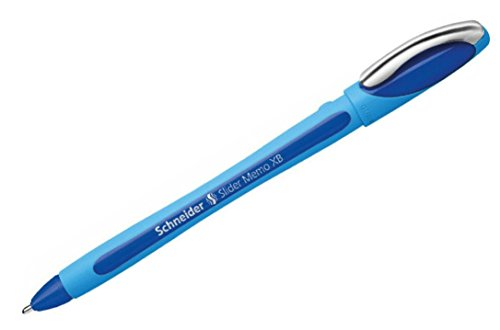 Schneider Schreibgeräte Kugelschreiber Slider Memo XB, Kappenmodell, blau, Schaftfarbe: Cyan-blau, 10er Pack von Schneider