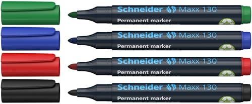 Schneider Schreibgeräte Permanentmarker Maxx 130, nachfüllbar, 1-3 mm, sortiert, 4er Etui von Schneider