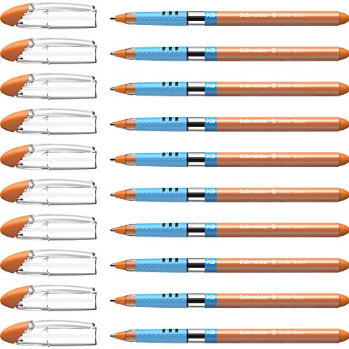 Schneider 151206 Slider Basic Kugelschreiber (Kappenmodell mit Soft-Grip-Zone und der Strichstärke XB) 10er Packung, orange von Schneider