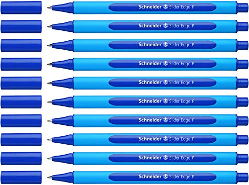Schneider Slider Edge F Kugelschreiber (Strichstärke: F, dokumentenecht, Dreikant-Stift) 10er Packung blau von Schneider