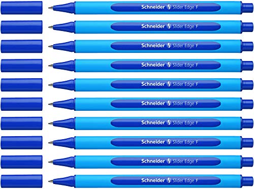 Schneider Slider Edge F Kugelschreiber (Strichstärke: F, dokumentenecht, Dreikant-Stift) 10er Packung blau von Schneider
