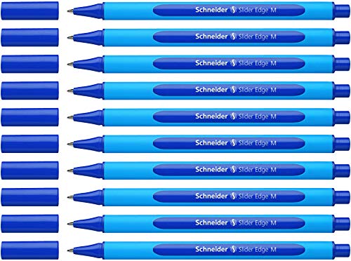 Schneider 152103 Slider Edge M Kugelschreiber (Strichstärke: M, dokumentenecht, Dreikant-Stift) 10er Packung blau von Schneider