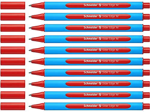 Schneider 152102 Slider Edge M Kugelschreiber (Strichstärke: M, dokumentenecht, Dreikant-Stift) 10er Packung, rot von Schneider