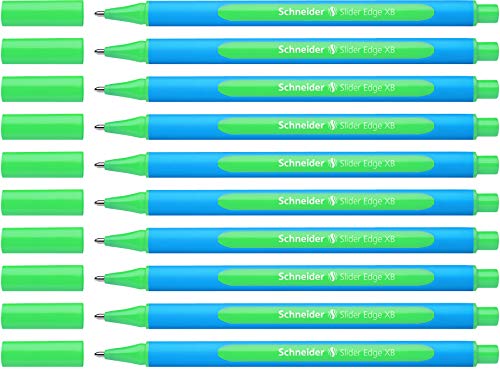 Schneider 152204 Slider Edge XB Kugelschreiber (Strichstärke: XB, dokumentenecht, Dreikant-Stift) 10er Pack,,grün von Schneider