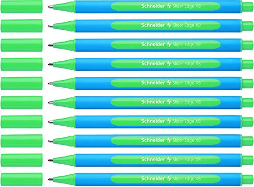 Schneider 152204 Slider Edge XB Kugelschreiber (Strichstärke: XB, dokumentenecht, Dreikant-Stift) 10er Pack,,grün von Schneider