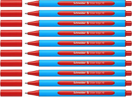 Schneider 152202 Slider Edge XB Kugelschreiber (Strichstärke: XB, dokumentenecht, Dreikant-Stift) 10er Packung rot von Schneider