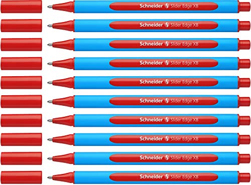 Schneider 152202 Slider Edge XB Kugelschreiber (Strichstärke: XB, dokumentenecht, Dreikant-Stift) 10er Packung rot von Schneider