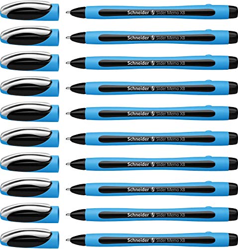 Schneider 150201 Slider Memo XB Kugelschreiber (mit Kappe, Strichstärke: XB, Schreibfarbe: schwarz, dokumentenecht) 10er Pack von Schneider