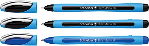 Schneider 150292 Slider Memo XB Kugelschreiber (Strichstärke: XB, Made in Germany) 3er Etui, 2x schwarz/1x blau von Schneider