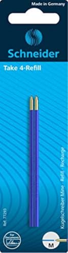 Schneider Take 4 Kugelschreiberminen (2 Stück, Ersatzminen für Schneider Take 4 Vierfarb-Kugelschreiber) blau von Schneider