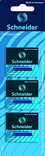 Schneider Tintenpatronen für Füllfederhalter und Tintenroller, Blau, 3 x 6 Stück in Blisterverpackung von Schneider