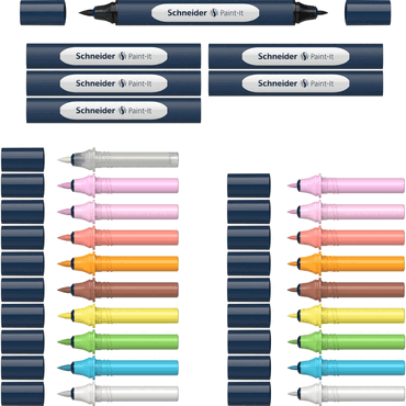 Schneider Twinmarker Paint-It 040 brush+round Set V2 27 Teile sortiert von Schneider
