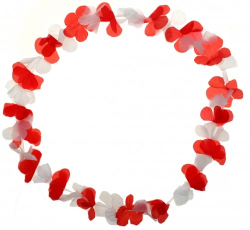Schnooridoo 12 Rot/Weiße Blumenkette Hawaiikette Hawaii 96 cm Deko Party Fete Girlande von Schnooridoo