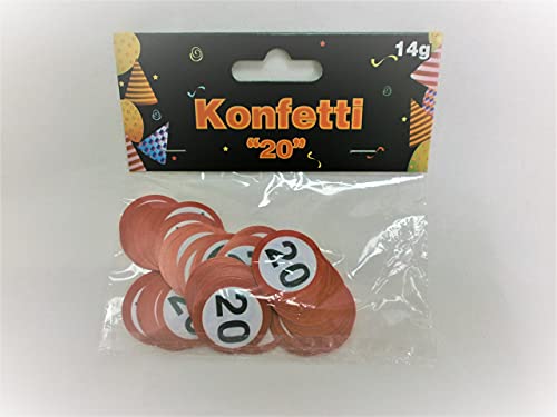 Schnooridoo 20. Geburtstag Party Zubehör 12 Sorten Konfetti Luftschlangen Ballons Banner Servietten (Konfetti "20", Verkehrsschild, 14g) von Schnooridoo