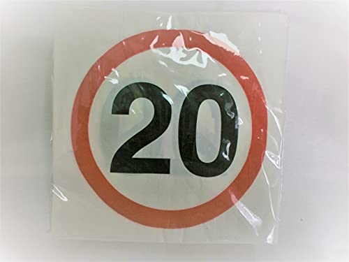 Schnooridoo 20. Geburtstag Party Zubehör 12 Sorten Konfetti Luftschlangen Ballons Banner Servietten (Servietten "20", 20-tlg.rot/weiss) von Schnooridoo