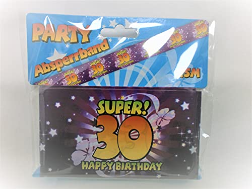 Schnooridoo 30. Geburtstag Party Zubehör 12 Sorten Konfetti Luftschlangen Ballons Banner Servietten (Absperrband "30", bunt 15m) von Schnooridoo