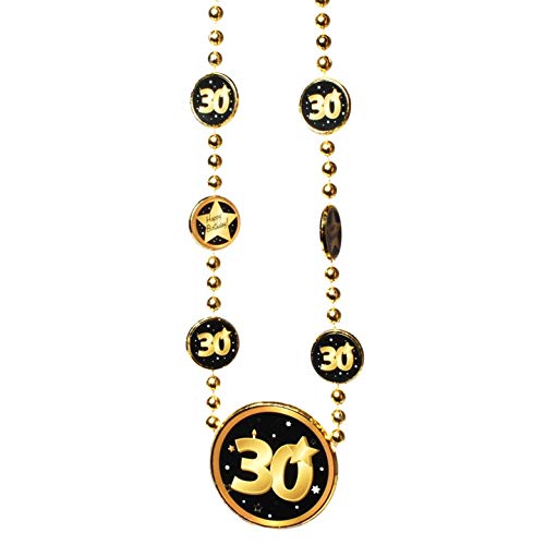 Schnooridoo 30. Geburtstag Party Zubehör 12 Sorten Konfetti Luftschlangen Ballons Banner Servietten (Kette "30", schwarz/gold) von Benzisun