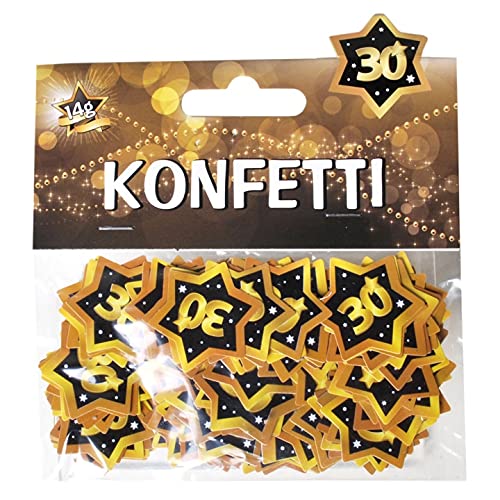 Schnooridoo 30. Geburtstag Party Zubehör 12 Sorten Konfetti Luftschlangen Ballons Banner Servietten (Konfetti "30", schwarz/gold, 14g) von Schnooridoo