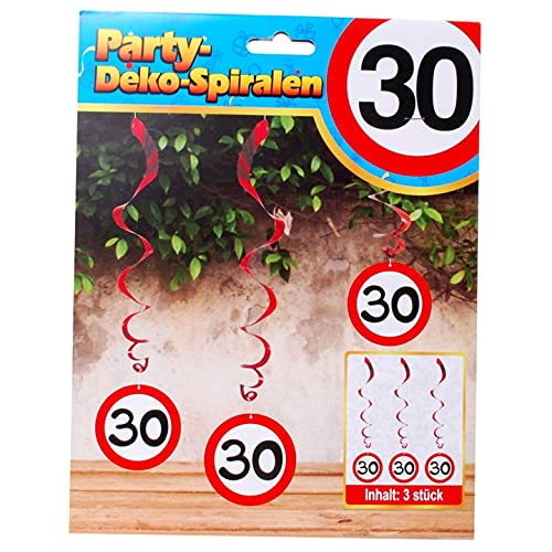 Schnooridoo 30. Geburtstag Party Zubehör 12 Sorten Konfetti Luftschlangen Ballons Banner Servietten (Party-Spiralen "30", 3-tlg.) von Schnooridoo