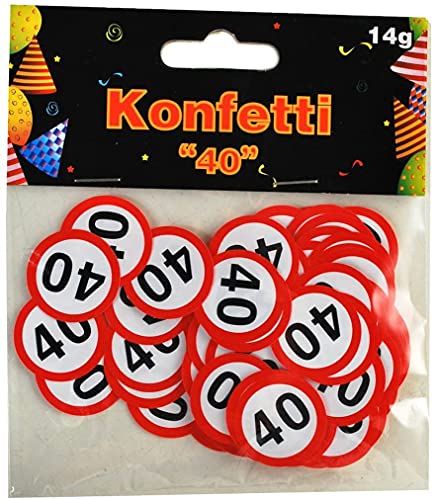 Schnooridoo 40. Geburtstag Party Zubehör 31 Sorten Konfetti Luftschlangen Ballons Banner Servietten (Konfetti "40", Verkehrsschild, 14g) von Benzisun