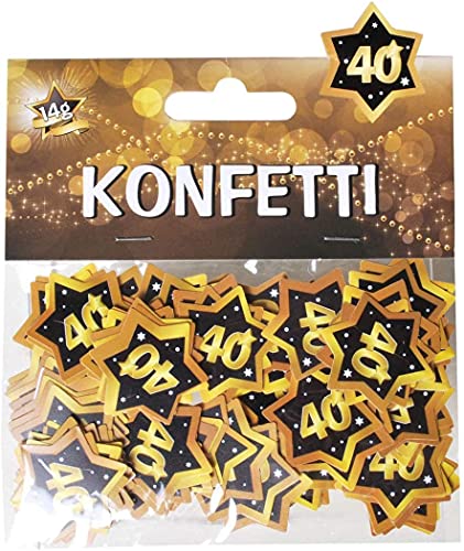 Schnooridoo 40. Geburtstag Party Zubehör 31 Sorten Konfetti Luftschlangen Ballons Banner Servietten (Konfetti "40", schwarz/gold, 14g) von Schnooridoo