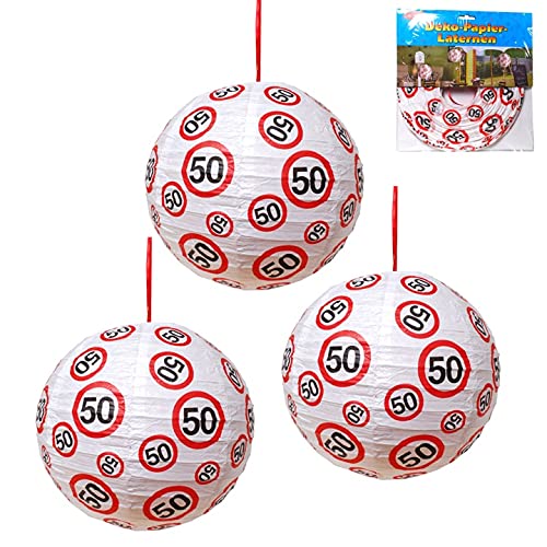 Schnooridoo 50. Geburtstag Party Zubehör 37 Sorten Konfetti Luftschlangen Ballons Banner Servietten (Deko-Laternen 50", 3-TLG.) von Schnooridoo