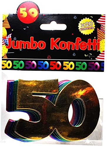 Schnooridoo 50. Geburtstag Party Zubehör 37 Sorten Konfetti Luftschlangen Ballons Banner Servietten (Jumbo-Konfetti "50", 20-tlg., bunt) von Schnooridoo