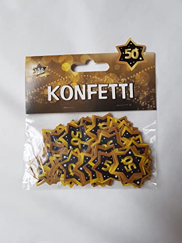 Schnooridoo 50. Geburtstag Party Zubehör 37 Sorten Konfetti Luftschlangen Ballons Banner Servietten (Konfetti "50", schwarz/gold, 14g) von Schnooridoo