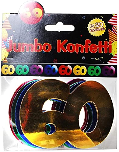 Schnooridoo 60. Geburtstag Party Zubehör 20 Sorten Konfetti Luftschlangen Ballons Banner Servietten (Jumbo-Konfetti "60", 20-tlg., bunt) von Schnooridoo