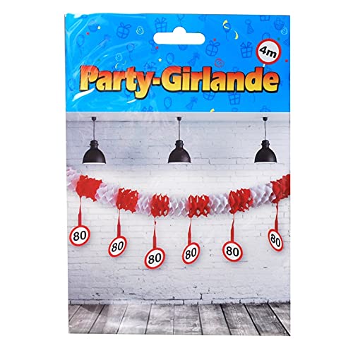 Schnooridoo 80. Geburtstag Party Zubehör 10 Sorten Konfetti Luftschlangen Ballons Banner Servietten (Party-Girlande "80") von Schnooridoo