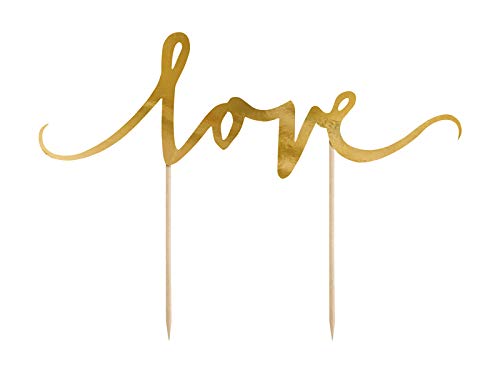 Cake Topper Kuchen Dekorieren Torten Deko Hochzeit Geburtstag (Love gold) von Hafeehoo