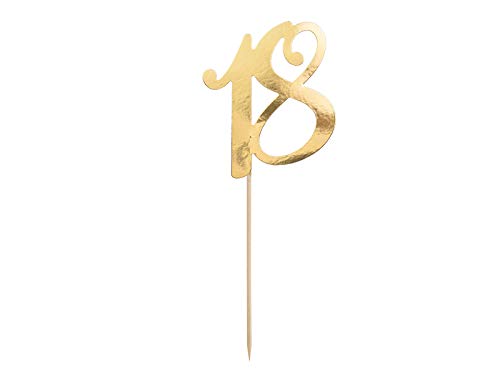 Schnooridoo Cake Topper Kuchen Dekorieren Torten Deko Hochzeit Geburtstag (Zahl 18 gold) von Schnooridoo