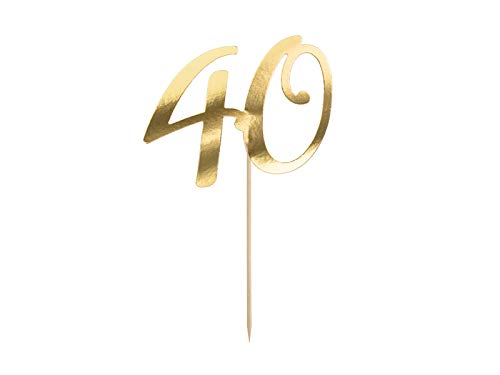 Cake Topper Kuchen Dekorieren Torten Deko Hochzeit Geburtstag (Zahl 40 gold) von Hafeehoo