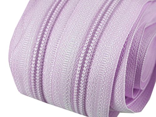1 m endlos Reißverschluss 5 mm Laufschiene + 2 Zipper Meterware teilbar Farbwahl (flieder) von Schnoschi
