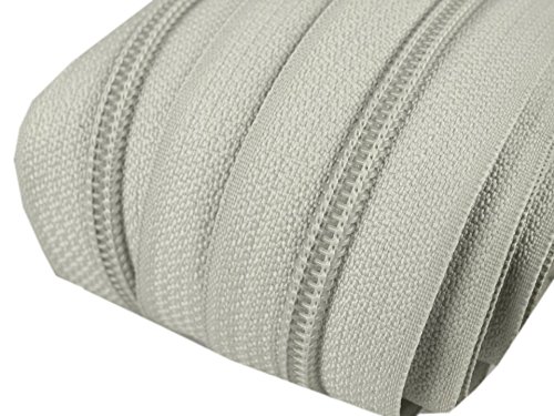 6 m endlos Reißverschluss 5 mm Laufschiene + 15 Zipper Meterware teilbar Farbwahl (hellgrau) von Schnoschi