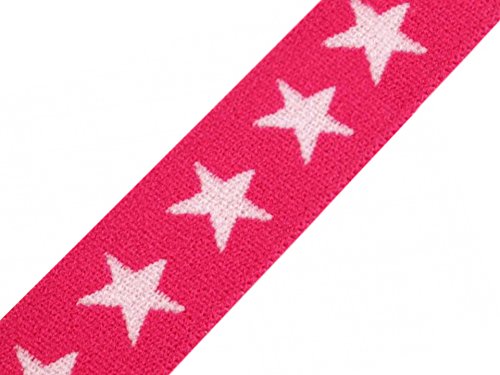 Schnoschi Gummiband Sterne 20 mm Gummizug Gummilitze Gummi Hosengummi gewebt viele Farben (Pink) von Schnoschi