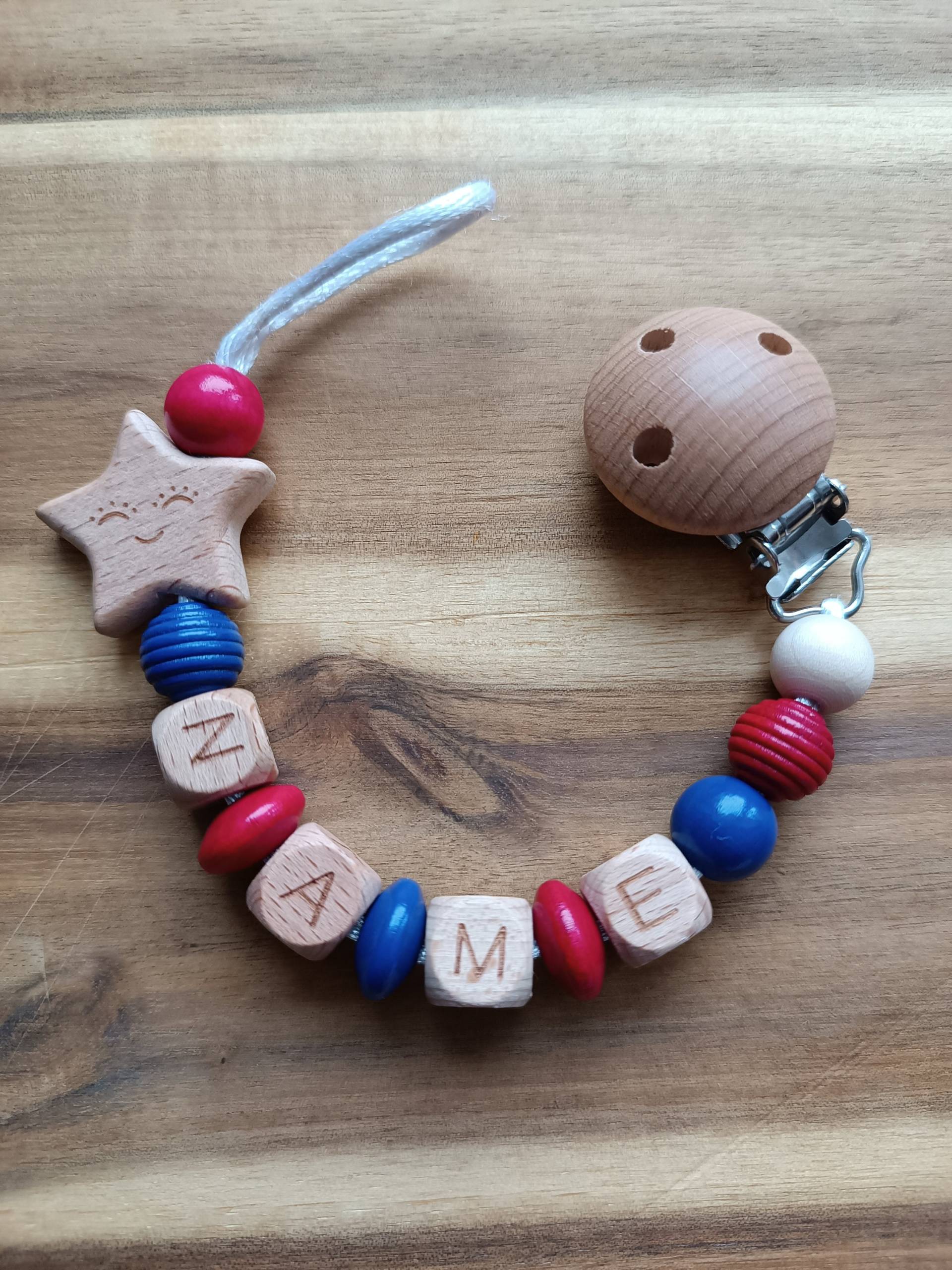 Personalisierte Schnullerkette Mit Stern-Perle Personalisierte Schnullerkette Mit Stern-Perle von Schnulliebe