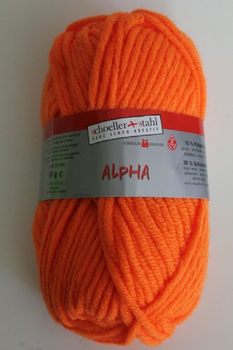 Alpha Schoeller + Stahl Schurwolle 50 g Farbe 39-neonorange von Schoeller&Stahl