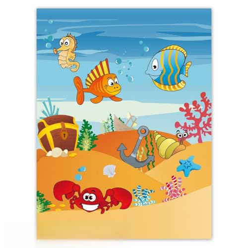 Schoeller & Stanzwerk© - 25 Stück 3-teilige Kombi-Einlegemappen mit Einsteckecken für 13x18 cm & 15x20 cm Fotos - mit farbigem Druck "Atlantis" von Schoeller & Stanzwerk