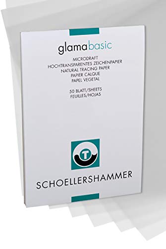 Honsell 25503 - Schoellershammer Glama Microdraft hochtransparentes Zeichenpapier, DIN A3 Block mit 50 Blatt, 110 – 115 g/m², für technische Zeichnungen, Skizzen mit Bleistift, Filzstift, Tusche von Schoellershammer