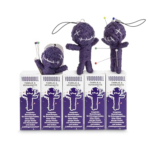 Voodoo Puppe Buckelige Verwandtschaft 5er-Pack Voodoo Doll to go Voodoo-Doll imaginäre Strafen für nervige Schwiegereltern und andere Lieblingsmenschen Geschenk im Karton 5 x PRYM Stecknadel von Schöne Güter