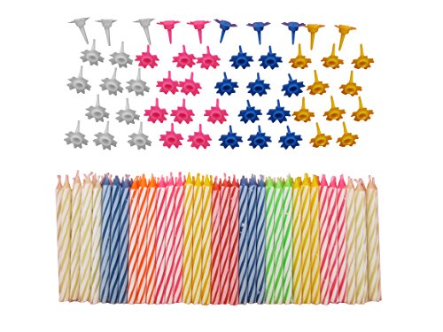 Dekoratives Geburtstagskerzen-Set mit einfach zu bedienenden Haltern, Engelsflammen mit bunten Geburtstagskerzen, mehrfarbig, 152 Stück von Schöne Memories (UK)