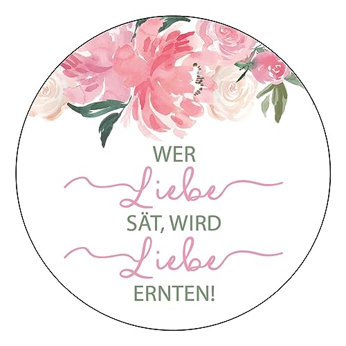 Schokoladenseite 48 x Aufkleber Blumensamen - Wer Liebe sät - 40 mm, Design Rosa 175417, Sticker geeignet für Hochzeit Gastgeschenk Taufe Kommunion Geburtstag Feste Geschenke Schokoladenseite 48 x Aufkleber Blumensamen - Wer Liebe sät - 40 mm, Design Rosa 175417, Sticker geeignet für Hochzeit Gastgeschenk Taufe Kommunion Geburtstag Feste Geschenke von Schokoladenseite