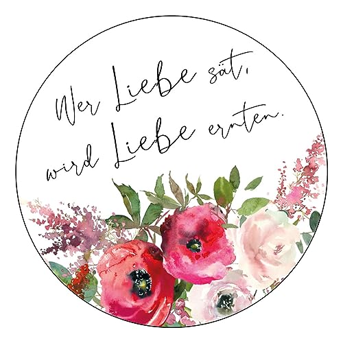 Schokoladenseite 48 x Aufkleber Blumensamen - Wer Liebe sät - 40 mm, Design WatercolourFlower 39010540, Sticker geeignet für Hochzeit Gastgeschenk Taufe Kommunion Geburtstag Feste Geschenke von Schokoladenseite