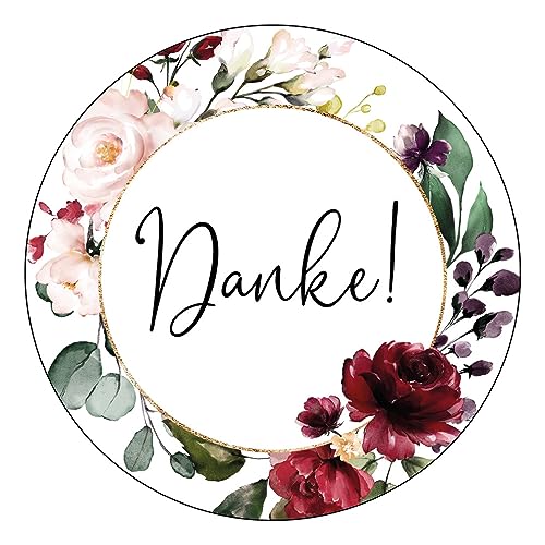 Schokoladenseite 48 x Aufkleber Danke - 40 mm, Design Dusty 19030140, Sticker geeignet für Hochzeit Gastgeschenk Taufe Kommunion Geburtstag Feste Geschenke von Schokoladenseite