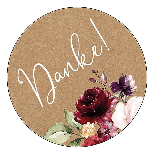 Schokoladenseite 48 x Aufkleber Danke - 40 mm, Design Vintageflower 19040140, Sticker geeignet für Hochzeit Gastgeschenk Taufe Kommunion Geburtstag Feste Geschenke von Schokoladenseite