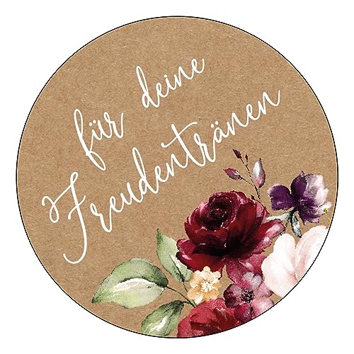 Schokoladenseite 48 x Aufkleber Für deine Freudentränen - 40 mm, Design Vintageflower 19040240, Sticker geeignet für Hochzeit Gastgeschenk Taufe Kommunion Geburtstag Feste Geschenke Präsente von Schokoladenseite