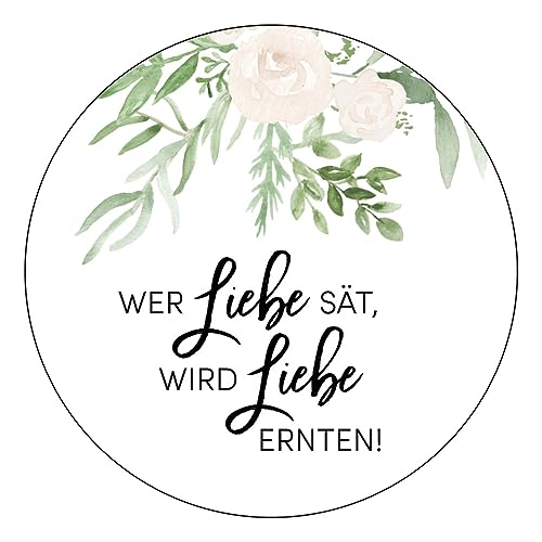 Schokoladenseite 48 x Aufkleber Blumensamen - Wer Liebe sät - 40 mm, Design Greenery 175420, Sticker geeignet für Hochzeit Gastgeschenk Taufe Kommunion Geburtstag Feste Geschenke Schokoladenseite 48 x Aufkleber Blumensamen - Wer Liebe sät - 40 mm, Design Greenery 175420, Sticker geeignet für Hochzeit Gastgeschenk Taufe Kommunion Geburtstag Feste Geschenke von Schokoladenseite