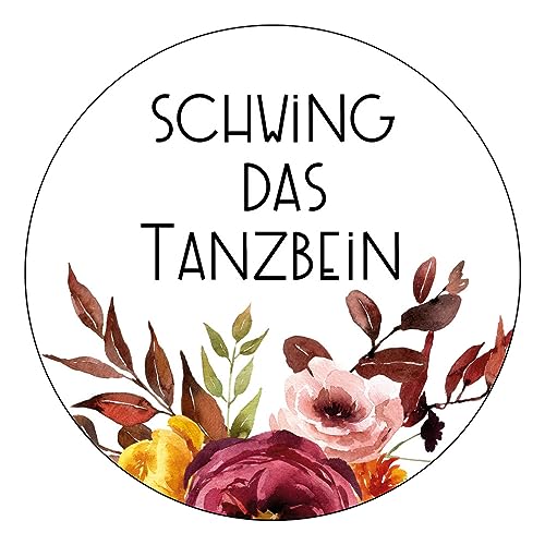 Schokoladenseite 48 x Aufkleber Schwing das Tanzbein - 40 mm, Design Herbst Bordeaux Etikett 19080340, Sticker geeignet für Schnapsfläschchen Hochzeit Gastgeschenk Geburtstag Feste Geschenke von Schokoladenseite