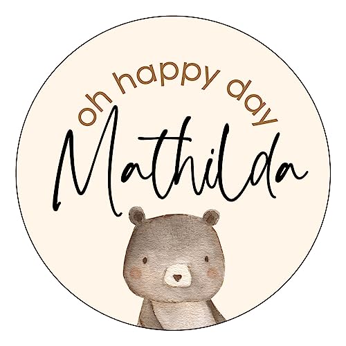 48 x Personalisierte Aufkleber in 40 mm Happy Day Sticker geeignet für Kindergeburtstag Gastgeschenk Geburt Taufe Geburtstagseinladung von Schokoladenseite